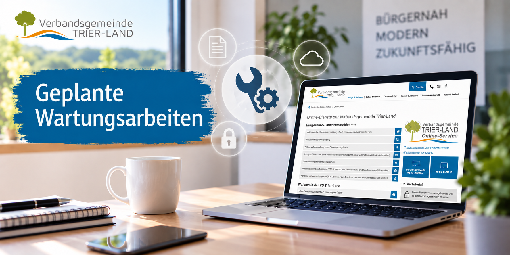 Symbolbild für geplante Wartungsarbeiten 