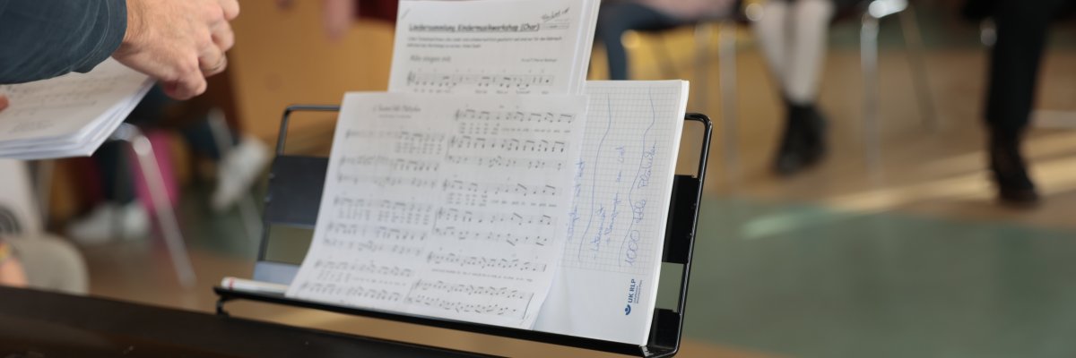 Notenblatt beim Kinder-Musikworkshop Notenblatt beim Kinder-Musikworkshop